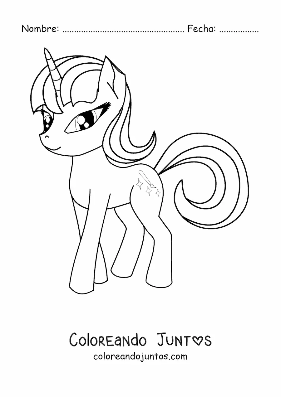 Imagen para colorear de un pony unicornio