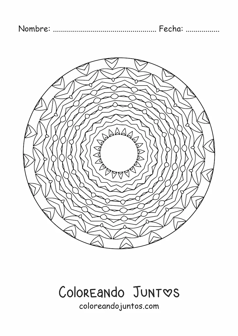Imagen para colorear de mandala relajante para adultos