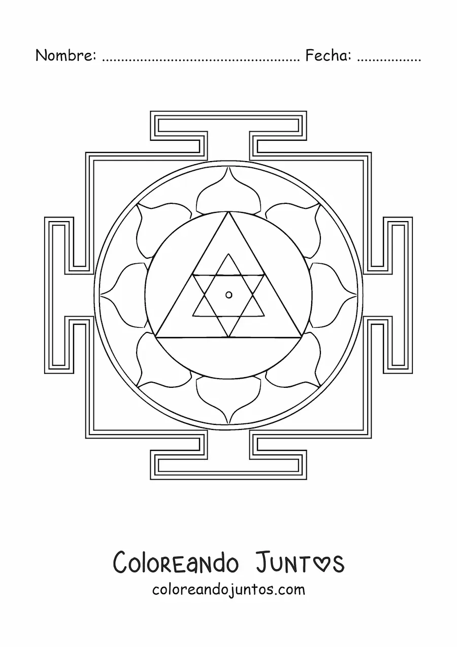 Imagen para colorear de mandala de ganesha yantra