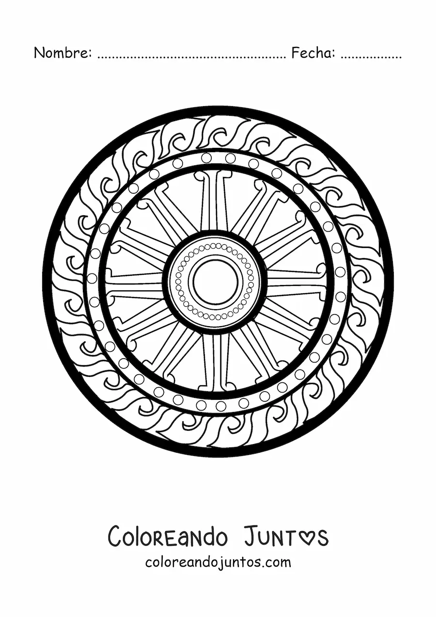 Imagen para colorear de mandala del dharma chakra