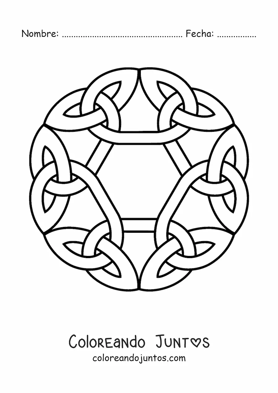Imagen para colorear de mandala de nudo celta