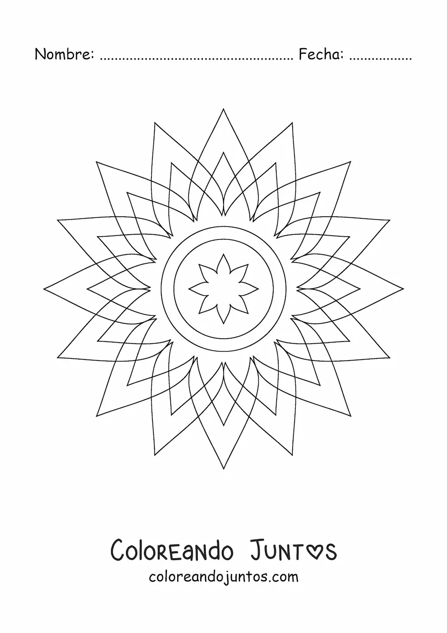 Imagen para colorear de mandala de estrella fácil