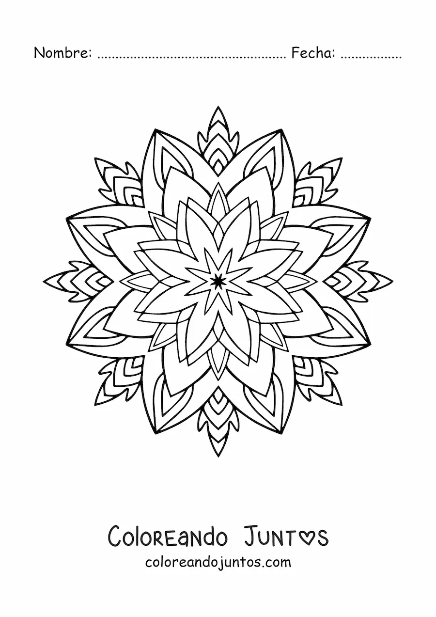 Imagen para colorear de mandala de estrella difícil
