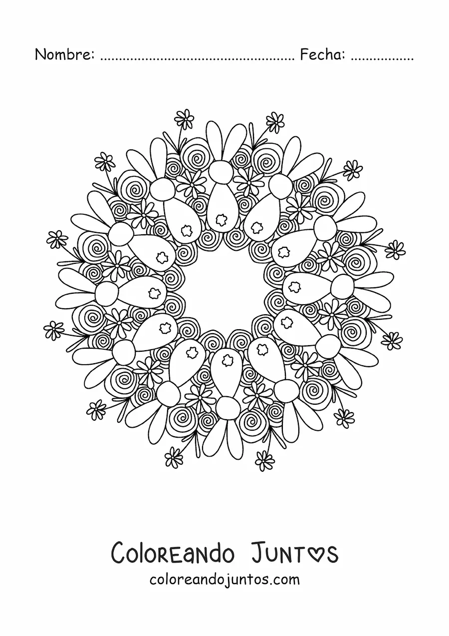 Imagen para colorear de mandala de conejo de Pascua
