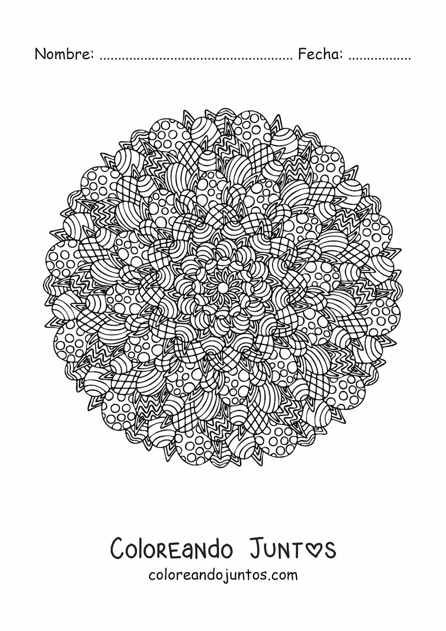 Imagen para colorear de mandala de huevos de Pascua difícil
