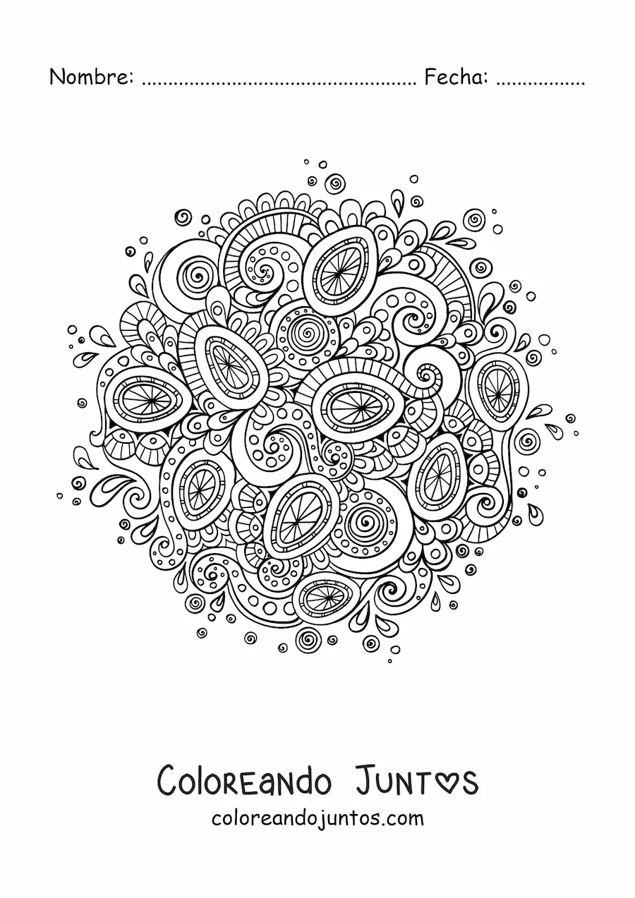Imagen para colorear de huevos de Pascua estilo Zentangle