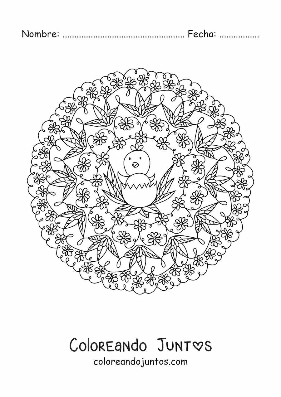 Imagen para colorear de mandala de Pascua