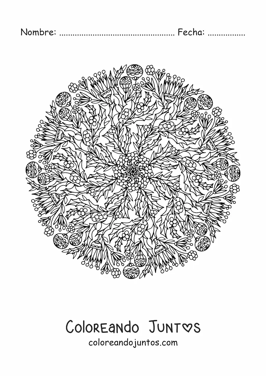 Imagen para colorear de mandala de Navidad para adultos