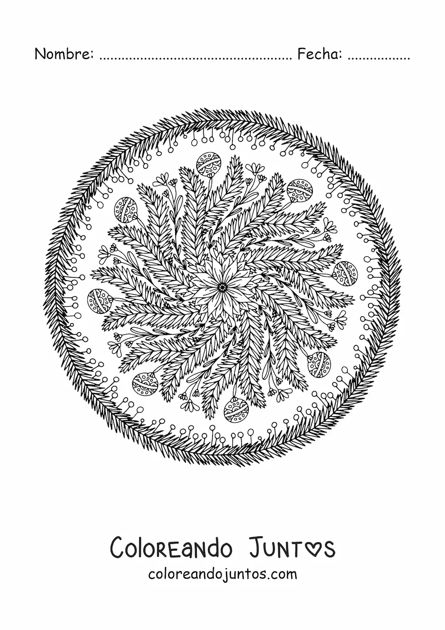 Imagen para colorear de mandala de Navidad para adultos