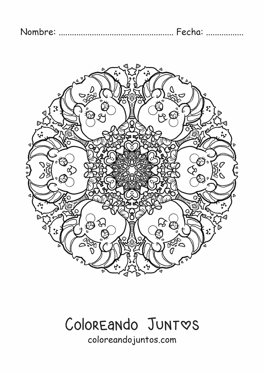 Imagen para colorear de mandala de Halloween kawaii