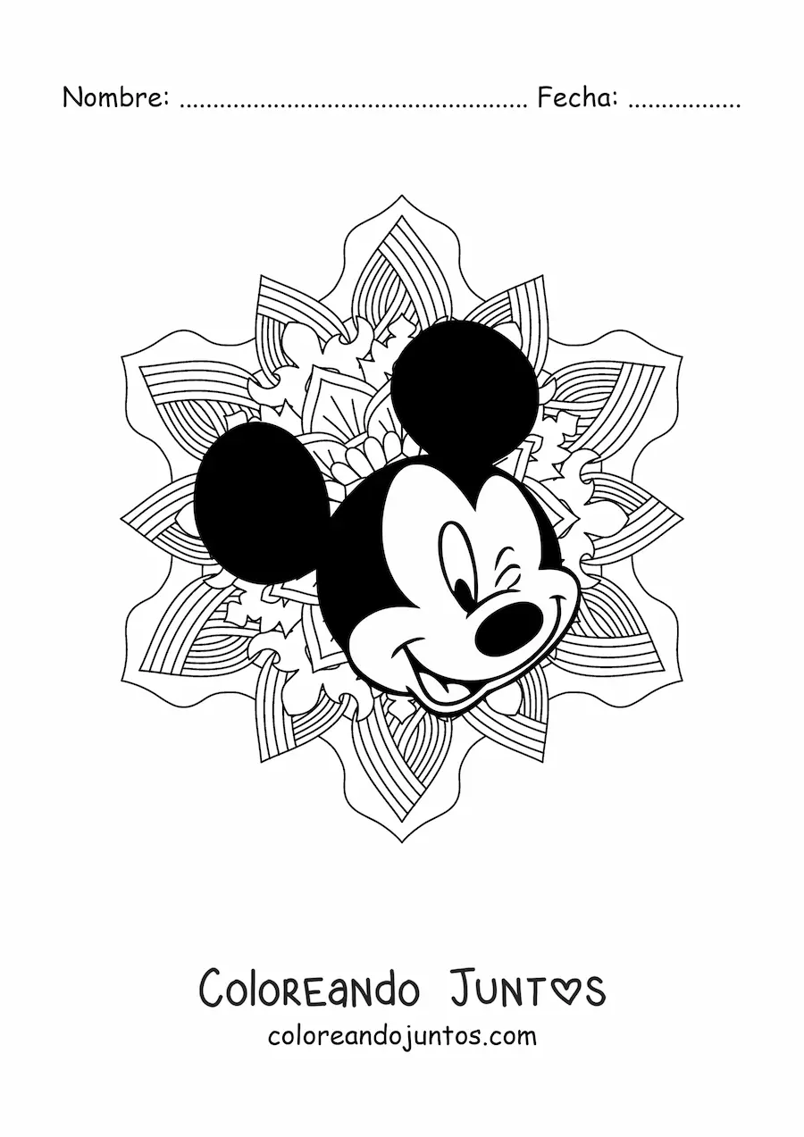 Imagen para colorear de mandala de Mickey Mouse