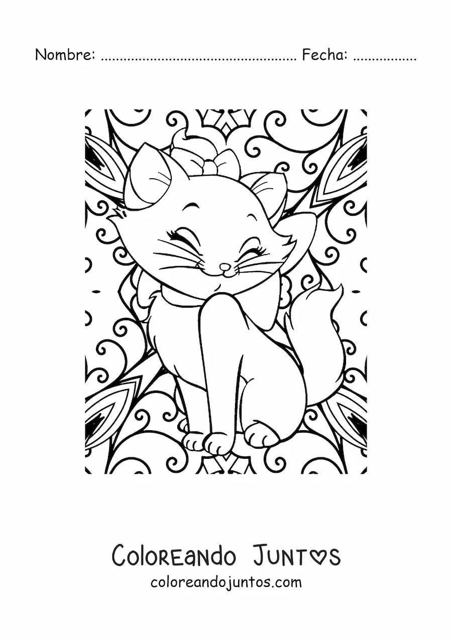 Imagen para colorear de mandala de Marie de los aristogatos