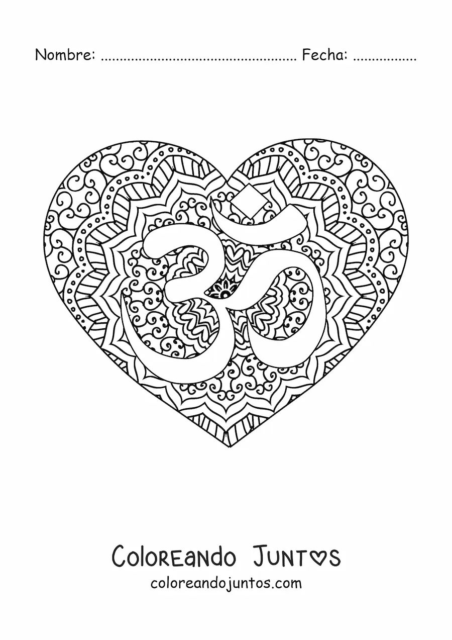 Imagen para colorear de mandala budista de ohm