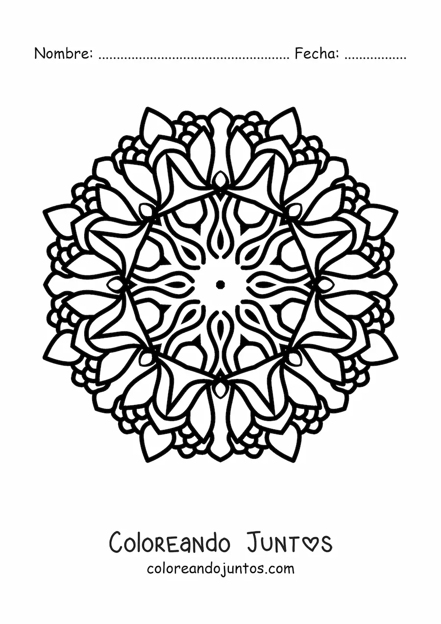 Imagen para colorear de mandala budista fácil