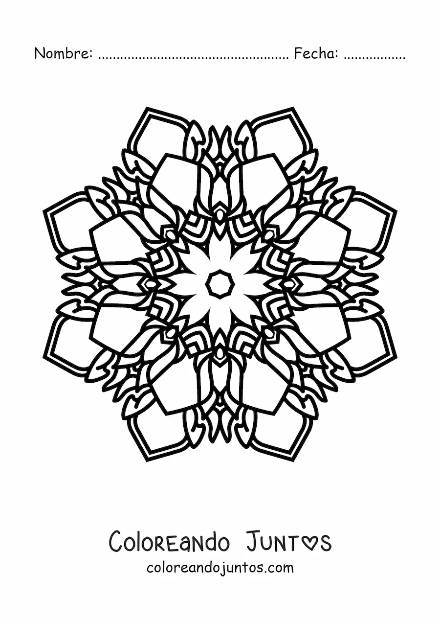 Imagen para colorear de mandala budista fácil