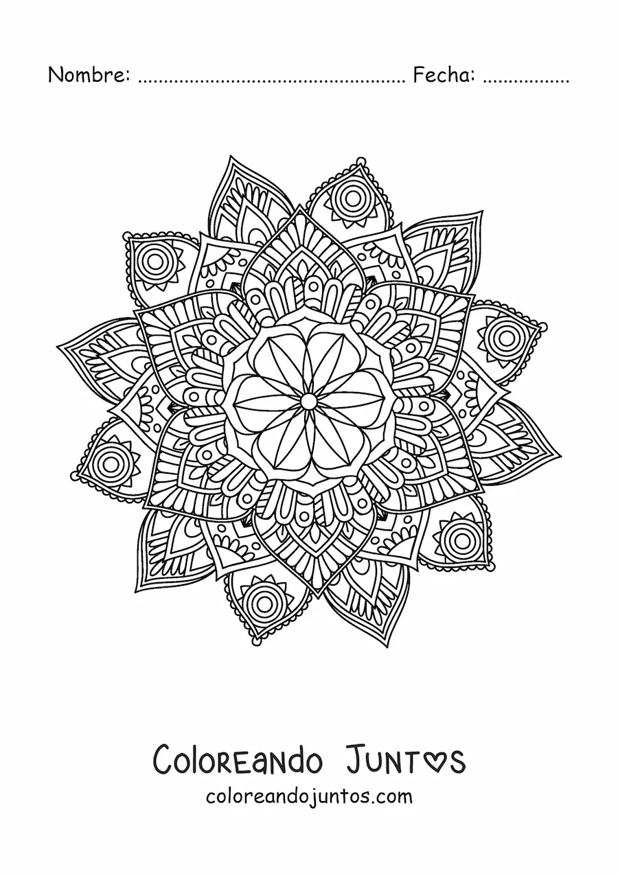 Imagen para colorear de mandala budista para adultos