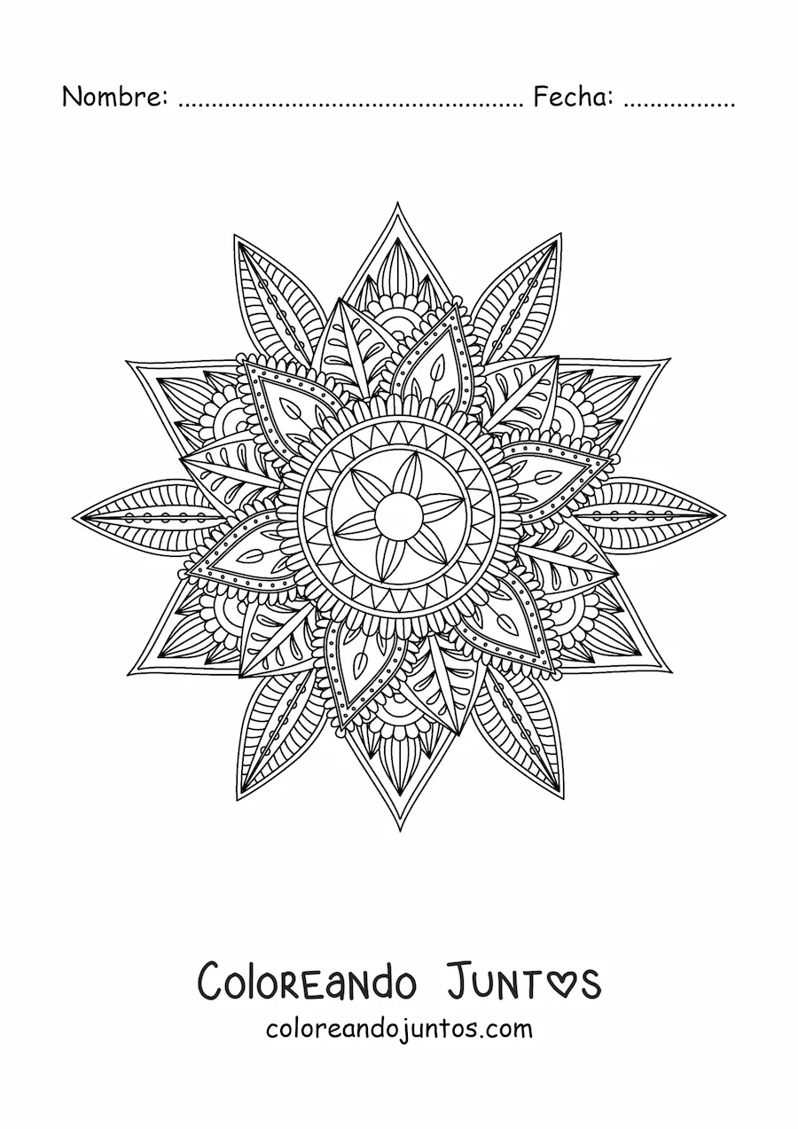 Imagen para colorear de mandala budista para adultos