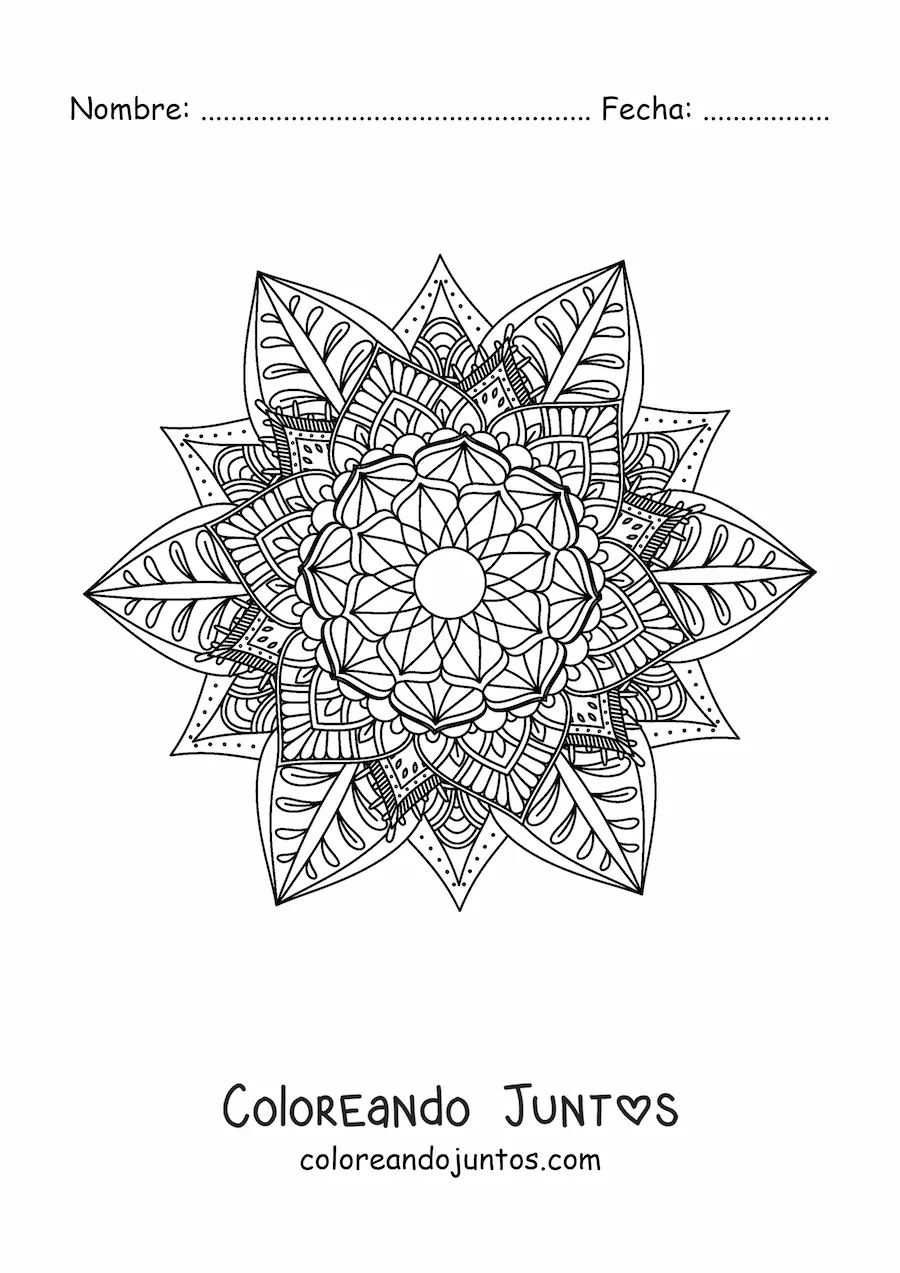 Imagen para colorear de mandala budista difícil