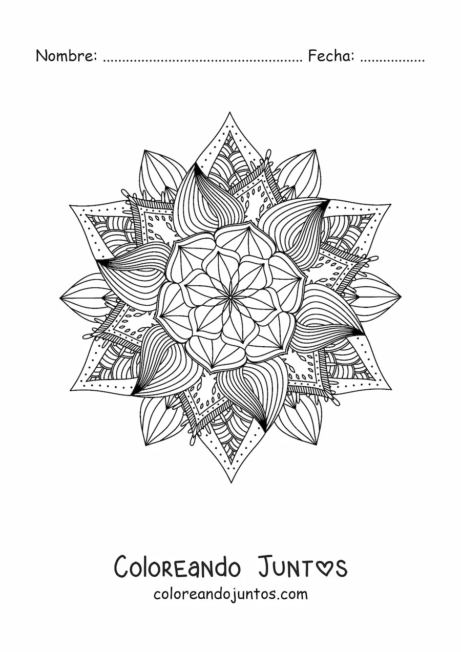 Imagen para colorear de mandala budista para meditar