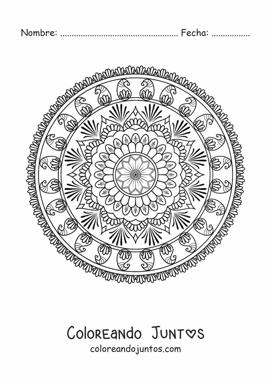 Imagen para colorear de mandala islámica