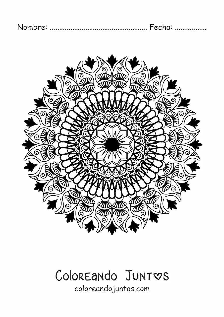 Imagen para colorear de mandala con diseño islámico