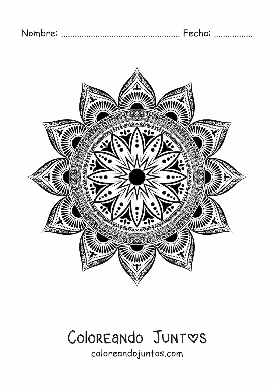 Imagen para colorear de mandala con diseño islámico