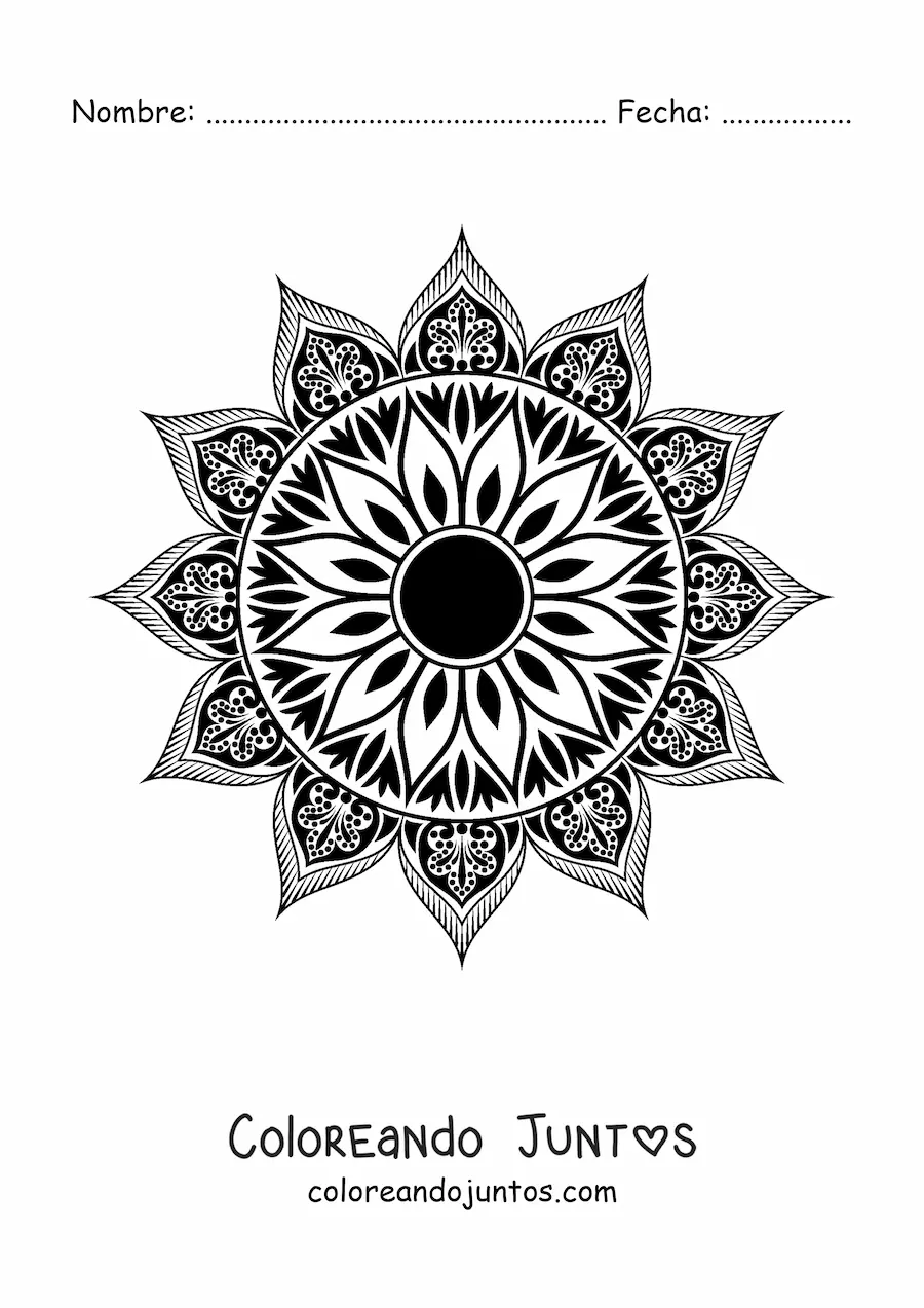Imagen para colorear de mandala con patrón islámico