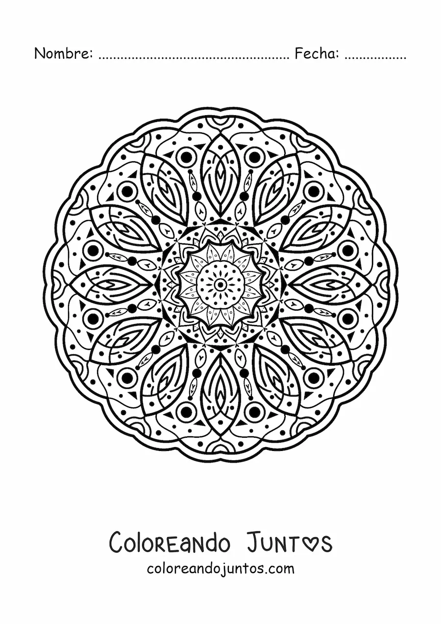 Imagen para colorear de mandala con patrón islámico