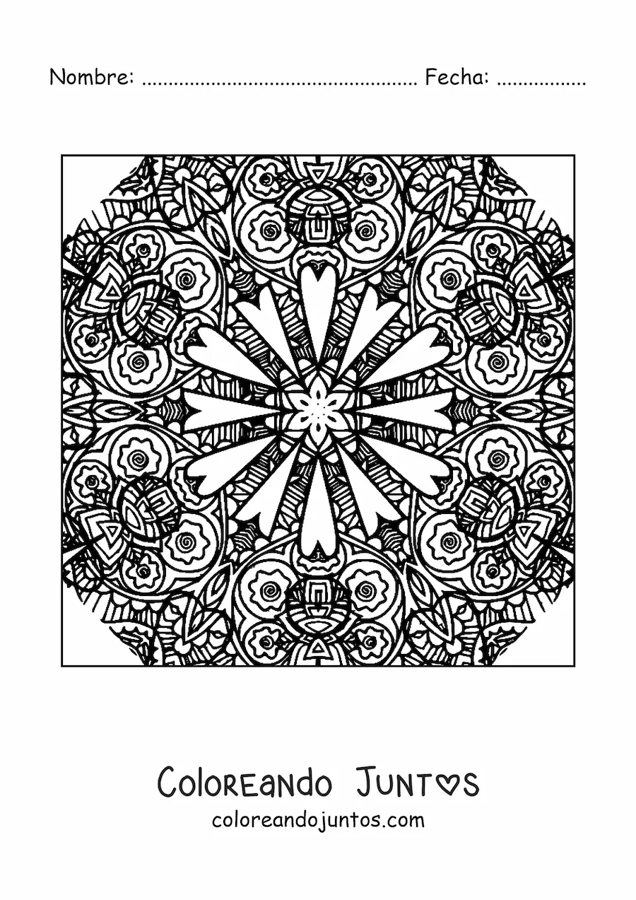 Imagen para colorear de mandala cuadrada abstracta