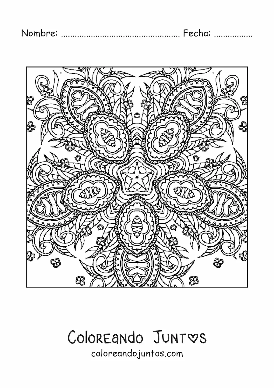 Imagen para colorear de mandala cuadrada abstracta