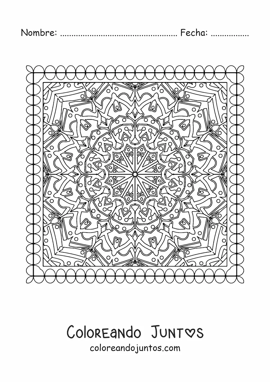 Imagen para colorear de mandala cuadrada