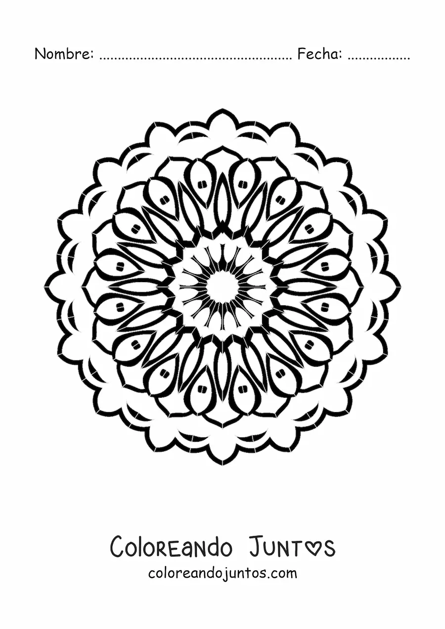 Imagen para colorear de mandala redonda fácil