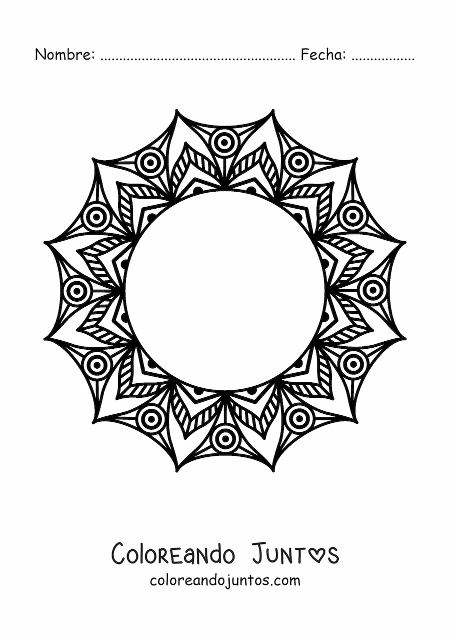 Imagen para colorear de mandala redonda