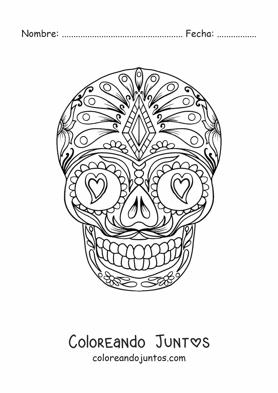 Imagen para colorear de mandala de calavera mexicana