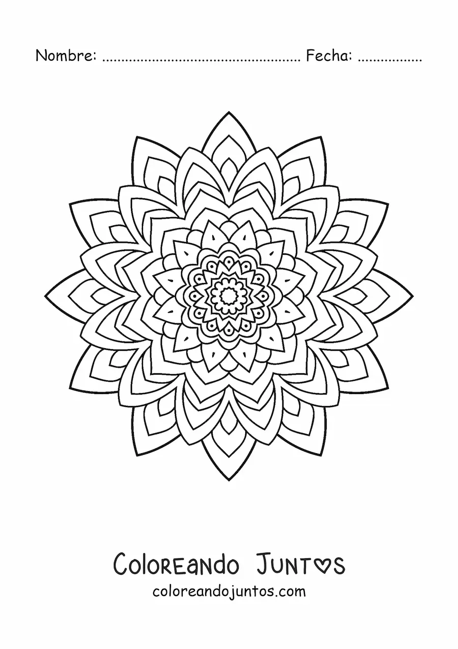 Imagen para colorear de mandala hindú fácil