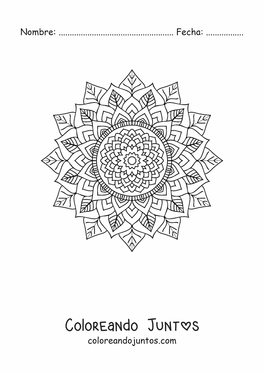 Imagen para colorear de mandala hindú estilo Zentangle
