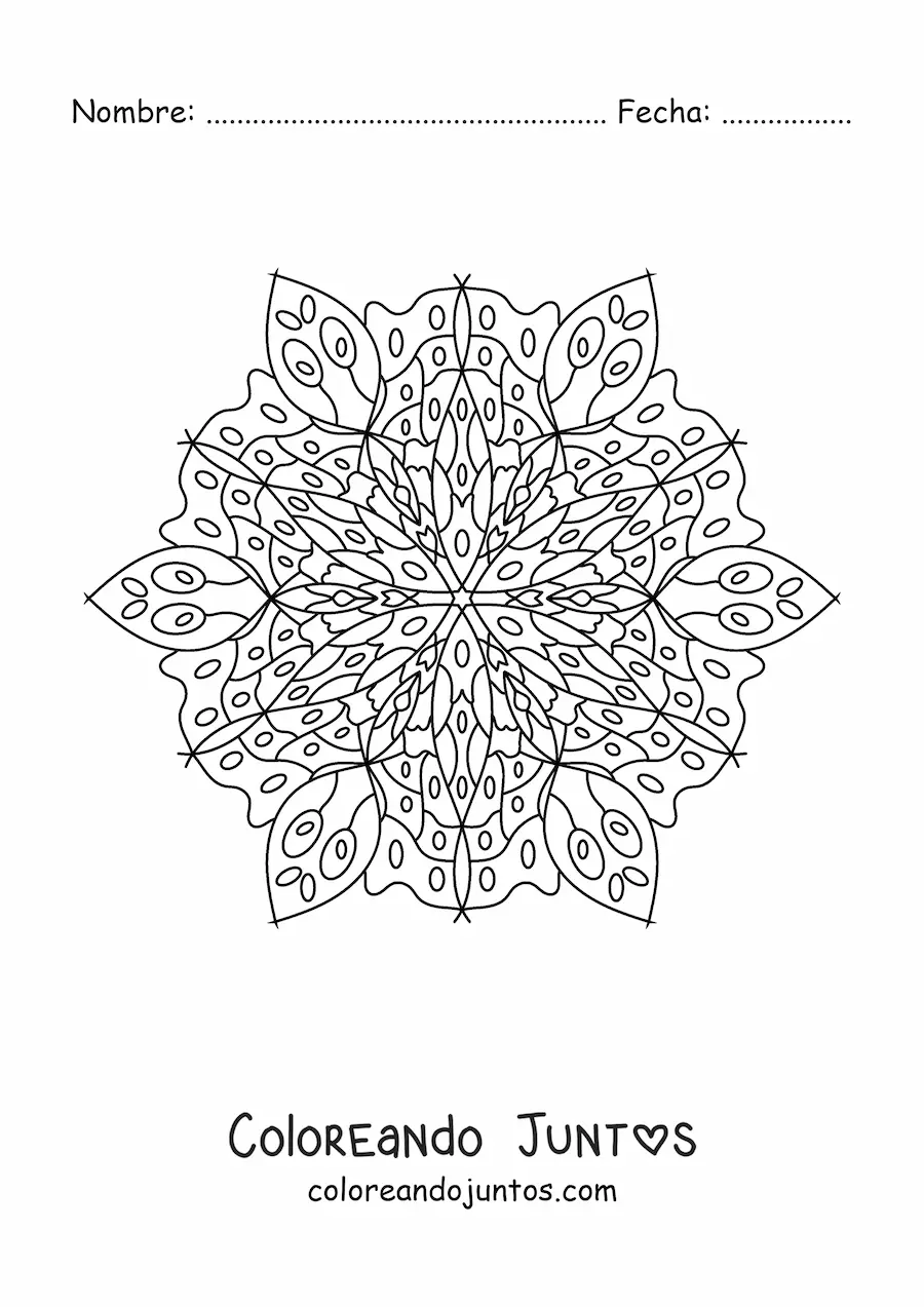 Imagen para colorear de mandala hindú difícil