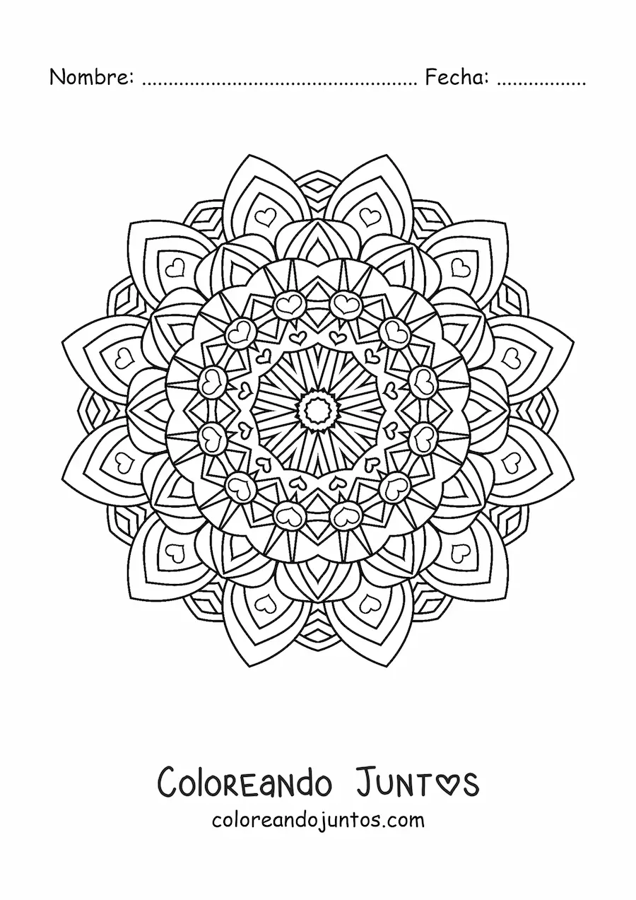 Imagen para colorear de mandala hindú difícil