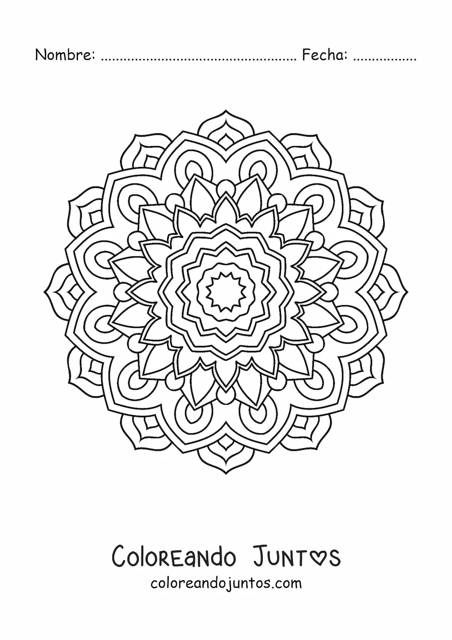 Imagen para colorear de mandala hindú para adultos