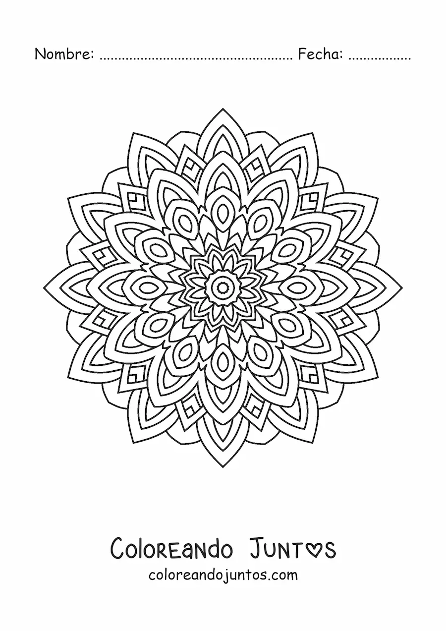 Imagen para colorear de mandala hindú para adultos