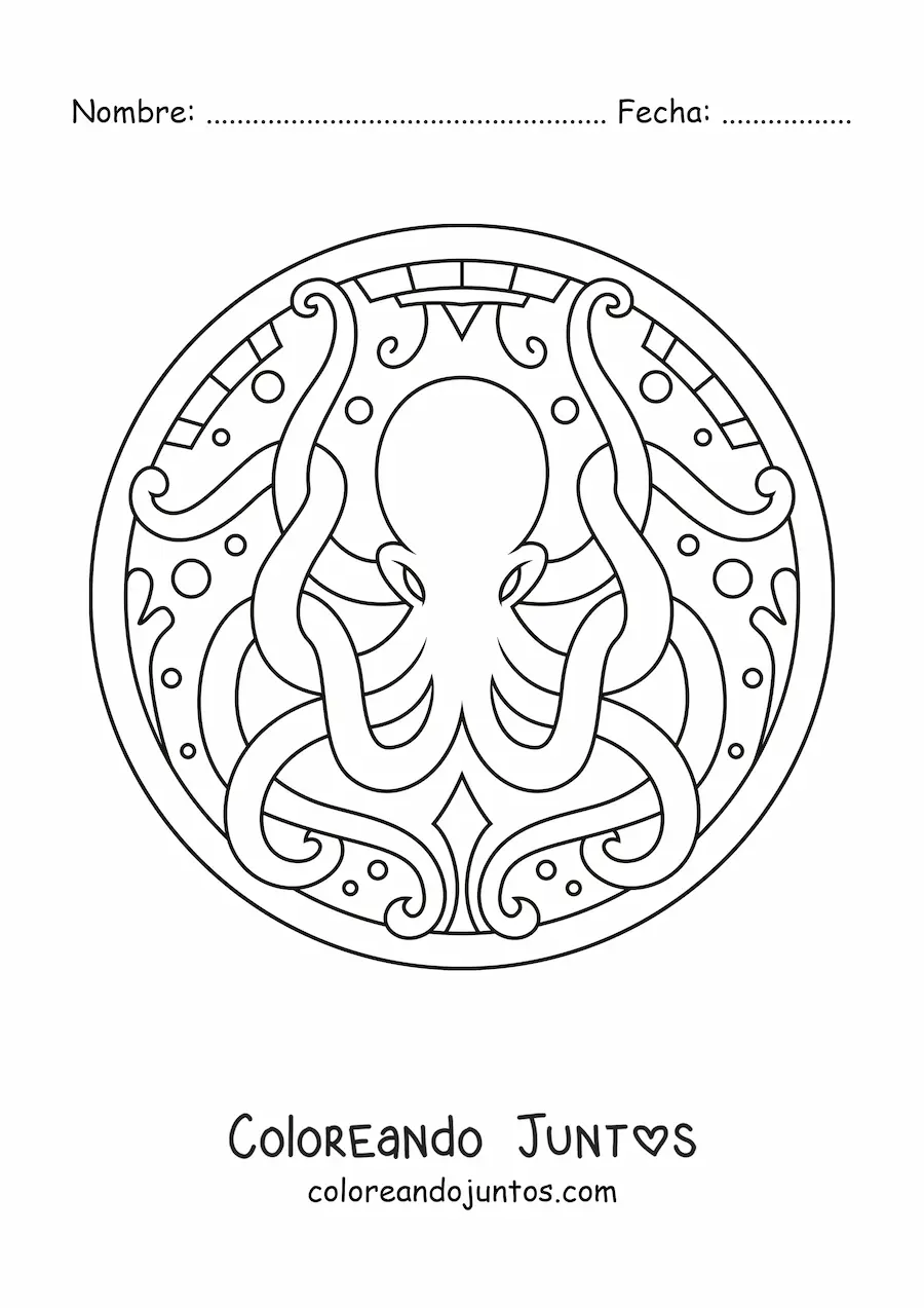 Imagen para colorear de mandala de pulpo