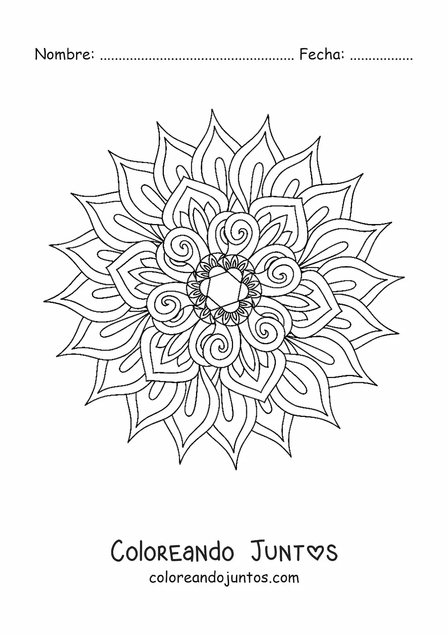 Imagen para colorear de mandala para combatir la ansiedad