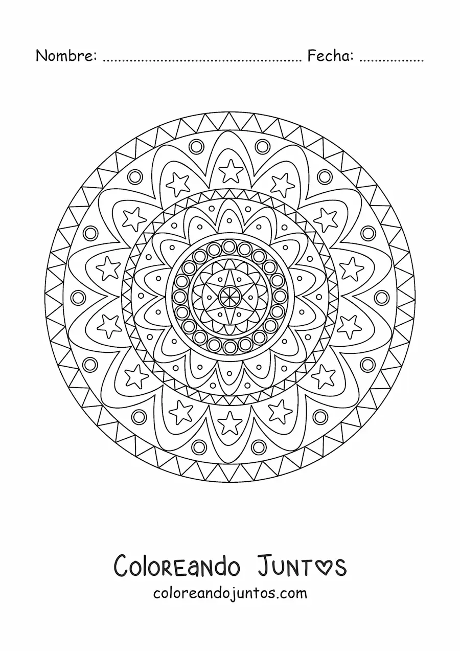 Imagen para colorear de mandala para combatir la ansiedad