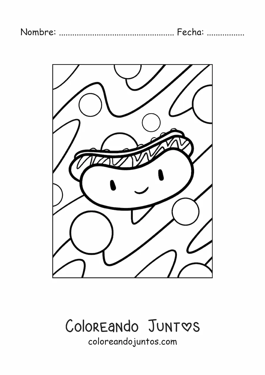 Imagen para colorear de hot dog animado