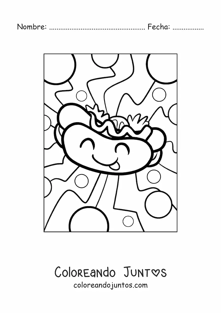 Imagen para colorear de hot dog animado