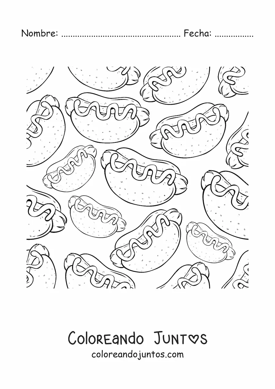 Imagen para colorear de hot dogs