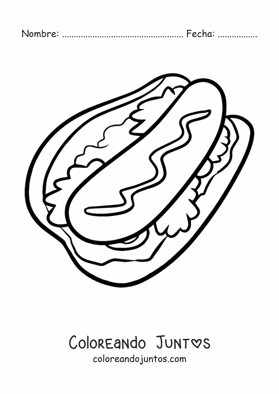 Imagen para colorear de hot dog grande