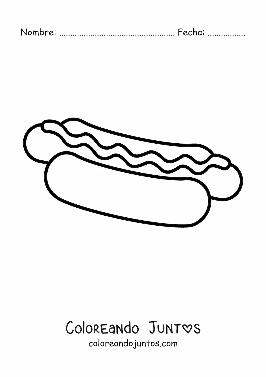 Imagen para colorear de hot dog sencillo
