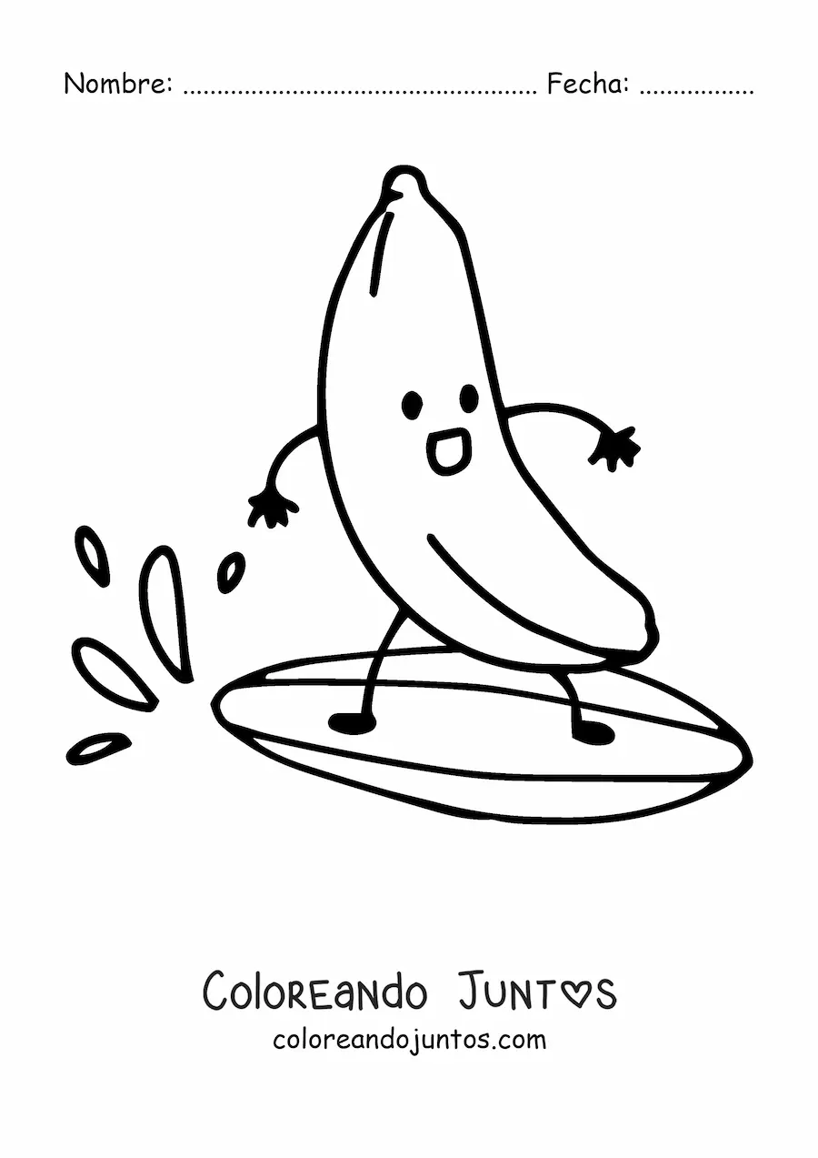 Imagen para colorear de una banana animada sufeando