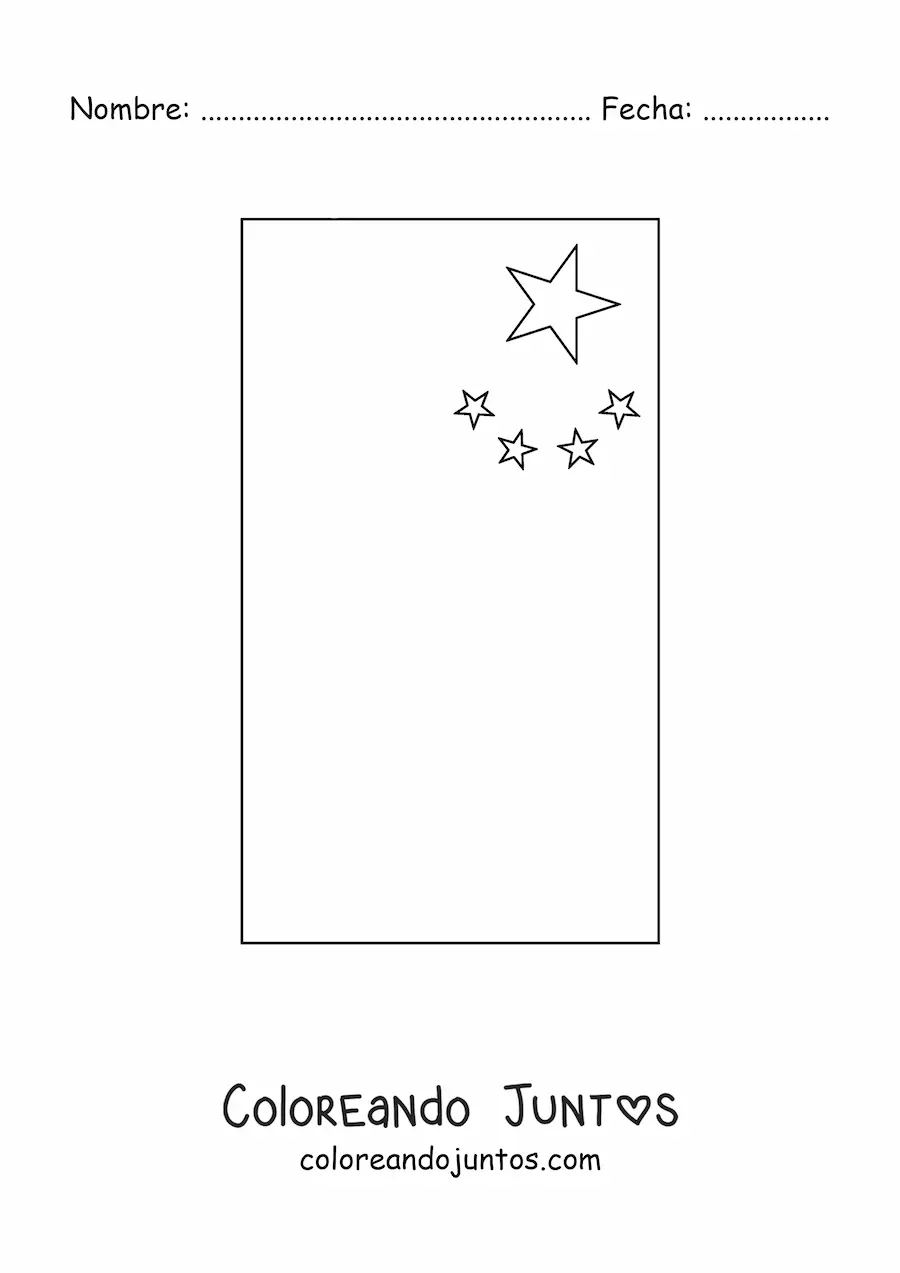 Imagen para colorear de la bandera de China vertical
